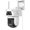 Beans View 2K+2K (3MP+3MP) Telecamera di Sorveglianza Esterno a Doppio Obiettivo, Wi-Fi 2,4 GHz, Sicurezza a 360°, Tracciamento Auto, Rilevamento di Persone, Visione Notturna a Colori (D320)