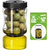 Cozary Barattolo per Sottaceti con Filtro Flip, 930ml Contenitore Organizer a Tenuta Stagna, Barattolo in Vetro Ermetico a Tenuta Stagna Separatore, per Frigorifero, Armadietto, Cucina, Nero