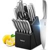 Yabano Set coltelli, 16 Pezzi Ceppo Coltelli Cucina, Coltelli Cucina, Acciaio Inossidabile Tedesco, Blocco