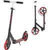 VEVOR Monopattino con 2 Ruote per Bambini da 8 Anni, Monopattino Pieghevole per Movimento della Città Carico max. 100kg 3 Altezze 900/970/1040 mm, Pedana Antiscivolo e Freno a Pedale, Nero Rosso