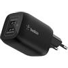 Belkin Gaming Doppio Caricatore da muro USB-C da 65W, Caricabatterie USB 3.0 rapido con tecnologia GaN per Nintendo Switch 2, iPhone 16, iPad, MacBook Air, Chromebook, Galaxy S25 Ultra e altri - Nero