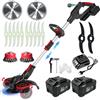 SUAIIOLK Decespugliatore a Batteria, 21V Tagliaerba Elettrico a Batteria Brushless,Tagliabordi a Batteria con 2 4.0Ah Batterie e 4 Tipi di Lame, Decespugliatore Elettrico con Ruote e Spazzola per Erbacce,Nero