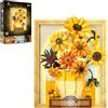 JMBricklayer Set da costruzione con girasole fiori per adulti con luci 70004, Van Gogh Wall Art Crafts Idee Bouquet di fiori, cornice per decorazione della stanza, idee regalo di compleanno per donne