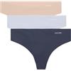 Calvin Klein Donna Perizomi Confezione da 3 Thong Intimo, Multicolore (Casual Blue/Speakeasy/Cedar), XL