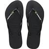 Havaianas - Slim Brasil Logo, Infradito Comode, Resistenti e Leggere, Omaggio al Brasile, Bandiera su Cinghie e Suola, Donna, Nero, 33/34 EU