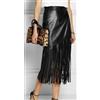 Fatto a mano Gonna da donna elegante con frange nere di design in vera pelle di agnello...