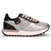 LIU-JO Evelyn 915 Sneaker In Ecopelle E Tessuto Argento Nero - Donna - Argento Nero