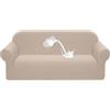Granbest Copridivano Impermeabile Monopezzo Alto Elasticizzato Copridivano AntiGraffio Antiscivolo Divano Protector Tessuto Jaquard Spandex (3 posto, Cachi)