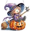 Lxmsja Halloween Diamond Painting Ciondolo Mago 5D Diamond Painting Immagini su entrambi i lati per adulti e bambini, set creativo, decorazione da appendere per porte e finestre, ingresso