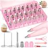 Cozary Beccucci Sac a Poche Professionali 35 Pcs,25 Beccucci In Acciaio Inossidabile E 2 Sac À Poche Riutilizzabili, Set Per Decorare Torte, Kit Di Utensili Per Pasticceria E Panificazione
