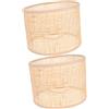 UKCOCO Paralume Rustico 2 Pezzi in Rattan Marrone per Lampade E14/E27 | Luce Morbida, Foro 42mm, Anello di Fissaggio, per Caffè, Ristoranti e Sostituzione Paralume