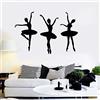 PAWANG 3Pcs Ballerina Ballet Ragazze Silhouette Decalcomania Del Vinile Muro Di Ballo Di Arredamento Sala Adesivi Per Ragazze In Camera Da Letto Decoration63X42Cm