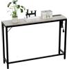 Garvee Tavolo Consolle Sottile 100x23x80cm con Presa Elettrica e USB - Struttura in Metallo, per Ingresso o Salotto, Vintage Grigio e Nero, Presa Europea