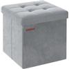 SONGMICS Pouf Pieghevole, Cassapanca in Velluto, Contenitore con Coperchio, Poggiapiedi, 38 x 38 cm, Portata 300 kg, per Corridoio, Soggiorno, Camera da Letto, Grigio Tortora LSF227G02