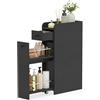 GIANTEX Armadietto da Bagno Stretto, Mobile Salvaspazio da Terra con 2 Ruote e 2 Cassetti Estraibili, Carrello Portaoggetti in Legno per Spazi Ridotti, per Cucina e Lavanderia, 40 x 18 x 70 cm (Nero)