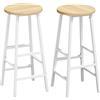 YOUDENOVA Set di 2 sgabelli da bar, struttura in legno e metallo, stabili e salvaspazio, con poggiapiedi, 71 cm, stile industriale, per cucina e sala da pranzo, Rovere chiaro + bianco