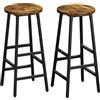YOUDENOVA Set di 2 sgabelli da bar, struttura in legno e metallo, stabili e salvaspazio, con poggiapiedi, 71 cm, stile industriale, per cucina e sala da pranzo, Vintage marrone e nero