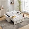 SUKY Divano letto 3 in 1, allungabile, schienale regolabile, 2 posti, pieghevole, con tavolo nascosto, portabicchieri, beige, 140,5 x 74 x 82 cm