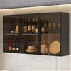 Generic Armadietto da parete in legno massiccio con anta in vetro, 90 x 30 x 60 cm, abbellisci il tuo armadio o toilette da bagno con questo elegante e funzionale armadietto da parete