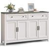 Blishom Cucina Credenza, Armadio di Archiviazione con 2 Cassetti e 4 Ante, Vassoio Spesso, Ripiani Regolabili per Soggiorno, Cucina, Sala da Pranzo, Ingresso, 140 x 40 x 90 cm (Grigio)