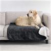 Dreamzie - Coperta Impermeabile per Cani 80x100 cm - Copridivano Reversibile Lavabile in Pile Sherpa -Telo Impermeabile per Letto o Divano - Copriletto - Grigio scuro