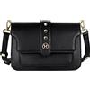 VICTORIA HYDE Borsa vintage con messaggio, per donna, vegana, in vera pelle, con tracolla, da donna, alla moda (Nero)