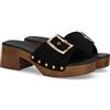 shoes&blues.es Sandali da Donna Modello Zoccolo con Tacco in Legno. Caratterizzati da Un'Ampia Fascia, Dettagli in Metallo e Borchie. Calzature comode e Leggere. Ideali per la Primavera e L'Estate. Nero Talla 40