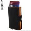 1ONESPO PORTA CARTE DI CREDITO TASCABILE RFID ANTI-CLONAZIONE + ANTI-SMAGNETIZZAZIONE : BUTTON AIR VINTAGE ORANGE | IDEA REGALO