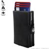 1ONESPO PORTA CARTE DI CREDITO TASCABILE RFID ANTI-CLONAZIONE + ANTI-SMAGNETIZZAZIONE BUTTON VINTAGE TOTAL BLACK | IDEA REGALO