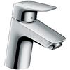 hansgrohe Logis - Rubinetto per lavabo con push-open, Miscelatore lavabo risparmio idrico (EcoSmart) con altezza bocca 67 mm, cromo, 71077000
