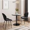 DEGHI Tavolo rotondo 70 cm top in pietra sinterizzata bianco effetto marmo e base nero in acciaio spazzolato - Caio Deluxe