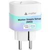 Meross Matter Presa Smart con Consumo Energetico, Prese Alexa WiFi Con Matter, Facile da Installare, Misura Uscita del Pannello Solare Fotovoltaico, Supporto Per Apple Home, Alexa e Google Home