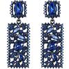 EVER FAITH Rettangolo Orecchini Nero Rhinestone Cristallo Geometrico Statement pendente Chandelier