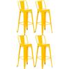 CLP Set di 4 sgabelli da bar modello CLP, stile industriale "Mason", con schienale, colore giallo