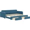 vidaXL Divano letto estraibile con cassetti Blu 90x200 cm Velluto