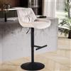FineBuy Sgabello da bar in velluto beige con schienale 86 x 106 cm Sgabello da cucina regolabile in altezza Moderno 100 kg Sgabello da bar con base a tromba in metallo