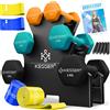 Kesser Manubri KESSER® 3 coppie (2x 1,2,3kg) = totale 12kg | Set di manubri con supporto | Manubri fitness | Set di manubri con libretto di esercizi, 2x bande fitness arancioni