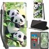 PHINIENLAND Cover per Google Pixel 8A custodia portafoglio Pandas | 3 scomparti carte, 1 tasca banconote, Chiusura magnetica, Supporto, Pelle PU flip cover per Pixel 8A