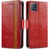 Generico DayQiQiPu Cover per Realme 8/8 Pro (6,4 Pollici) Custodia in pelle PU con Patchwork Guscio Protettiva Anti-Skimming Custodia Portafoglio Flip Caso Business, Rosso