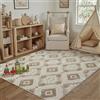 PureCozy Tappeto Salotto 120x170cm Beige Marrone Soggiorno Moderno Lavabile in Lavatrice Antiscivolo Tappeti Sala Cameretta Camera da Letto Ufficio Pelo Corto 3D Effetto Carpet Geometrico