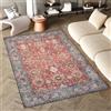 TAPISO Flannel Tappeto Soggiorno Stampato a Macchina Antiscivolo Lavabile Pelo Corto Design Vintage Tradizionale Ornamenti Multicolore Sfumato Camera Salotto Oeko-Tex 120 x 170 cm