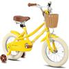STITCH Bicicletta per bambine 16 pollici per bambine dai 5 ai 7 anni, bicicletta da 16 pollici con rotelle e cestino, gialla