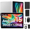 BEYNIVAN Tablet da 10 pollici, Android 15, tablet 5G WiFi, 36 GB RAM + 128 GB ROM/8000 mAh/BT 5.0/TÜV/USB-C, tablet con tastiera + mouse + custodia, grigio