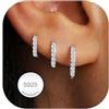 Rajputana 3 Paia Orecchini Donna Argento 925 Hypoallergenic Sterling Silver Earrings Set Orecchini Cerchio Piccoli Orecchini a Cerchio Piccoli per Fori Multipli