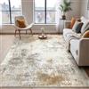 BEIMO Tappeto Salotto Pelo Corto, Moderno Tappeto Camera Da Letto, Tappeti Antiscivolo Lavabile, Grande Tappeti Astratto per Cameretta, Soggiorno, Sala, Scendiletto, Oro, 200x290cm
