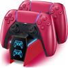Tokluck Caricatore per PS5 Controller con Cavo, Base di Ricarica per P5 e P5 Edge, 2,5H Riarica per PS5 Controller Compatibile con PS 5 Edge, Kit Accessori per Playstation 5 Console, Rosso