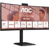 AOC Monitor CU34E4CW 34 pollici Curvo 3440x1440, UW-QHD, 120Hz, VA Panel, 4ms GtG, USB HubWebcam, Speakers, Height Adjustment, (HDMI2x 2.1 TMDS DP 1x 1.4) HDR Ready/HDR10, Nero