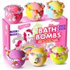 Excalla bombe da bagno unicorno con sorpresa all'interno, per ragazzi e ragazze, 6 bombe da bagno per bambini con gioielli all'interno, bombe naturali a bolle per idratare la pelle