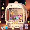 Skirfy Presa automatica per bambini giocattolo orso per ragazze dai 6 anni in su, mini distributore automatico per giochi di carcata per bambini con gomma da cancellare, peluche donatore di caramelle