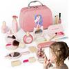 AmazingJoy Valigetta Trucchi Bambina in Legno Finti con Trousse e Accessori, Set Gioco di Ruolo Cosmetici e Parrucchiere, Regalo Natale Compleanno per 3 4 5 6 7 8 Anni